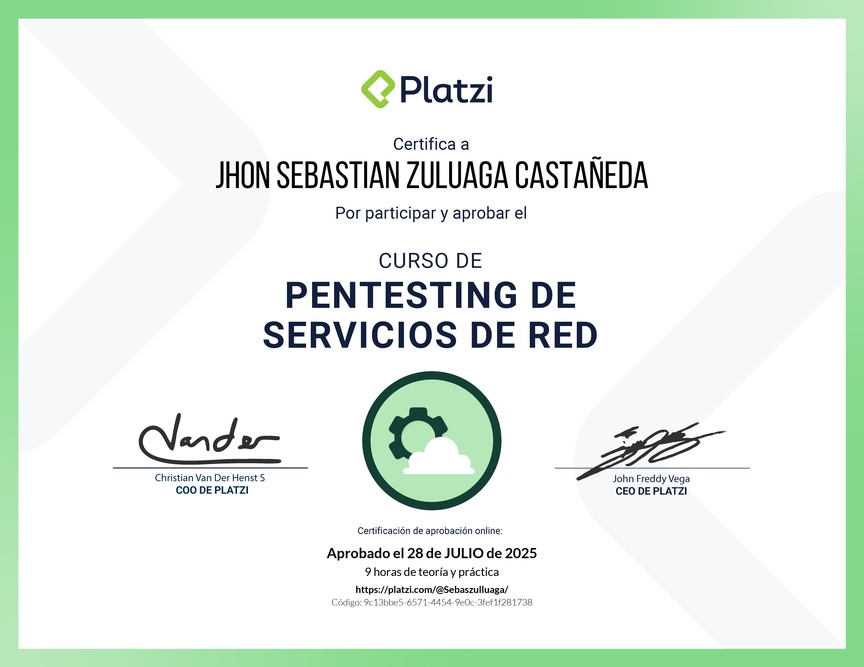 Diploma del Curso de Hacking: Servicios de Red