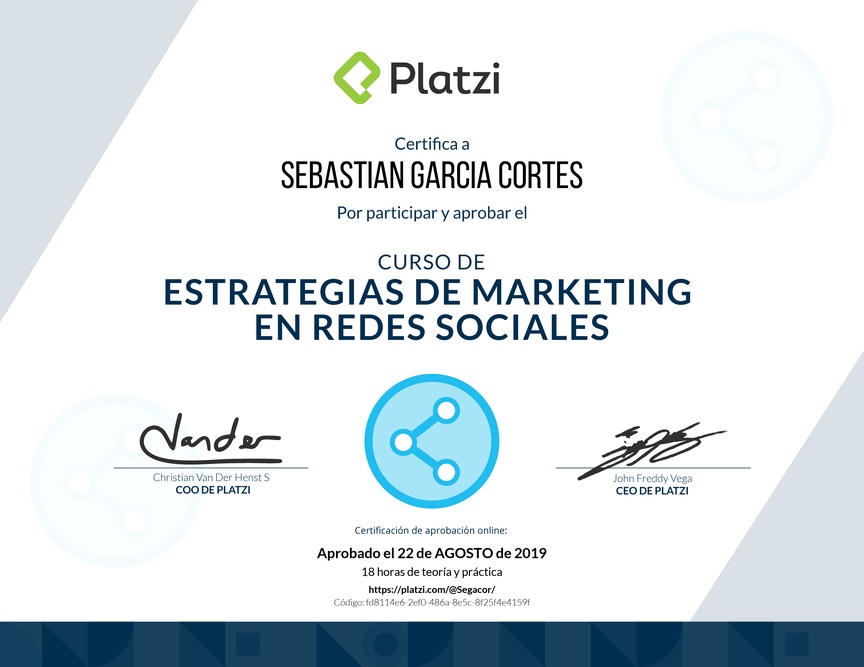 Diploma del Curso de Estrategias de Marketing en Redes Sociales