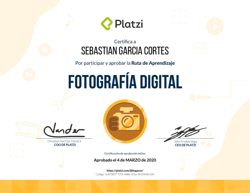 Diploma de la Ruta de Aprendizaje de Fotografía Digital