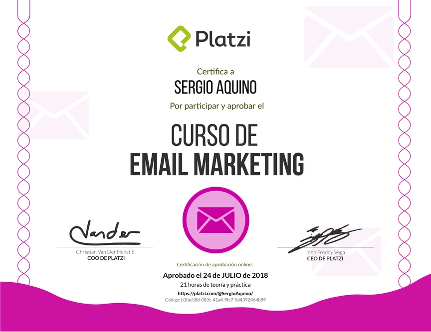 Diploma del Curso de Email Marketing