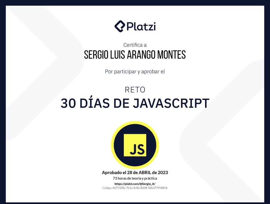 Diploma de 30 días de JavaScript