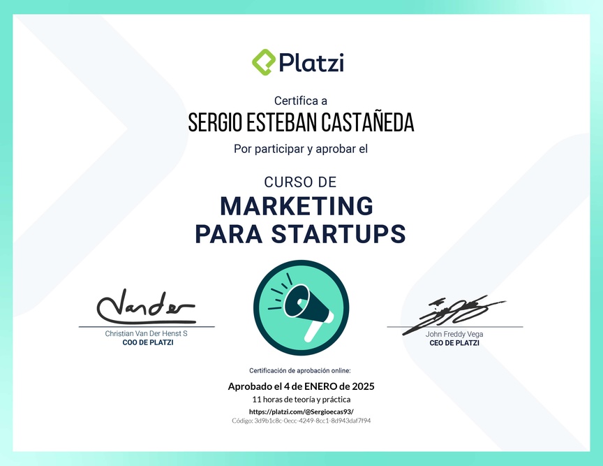 Diploma del Curso de Marketing para Startups