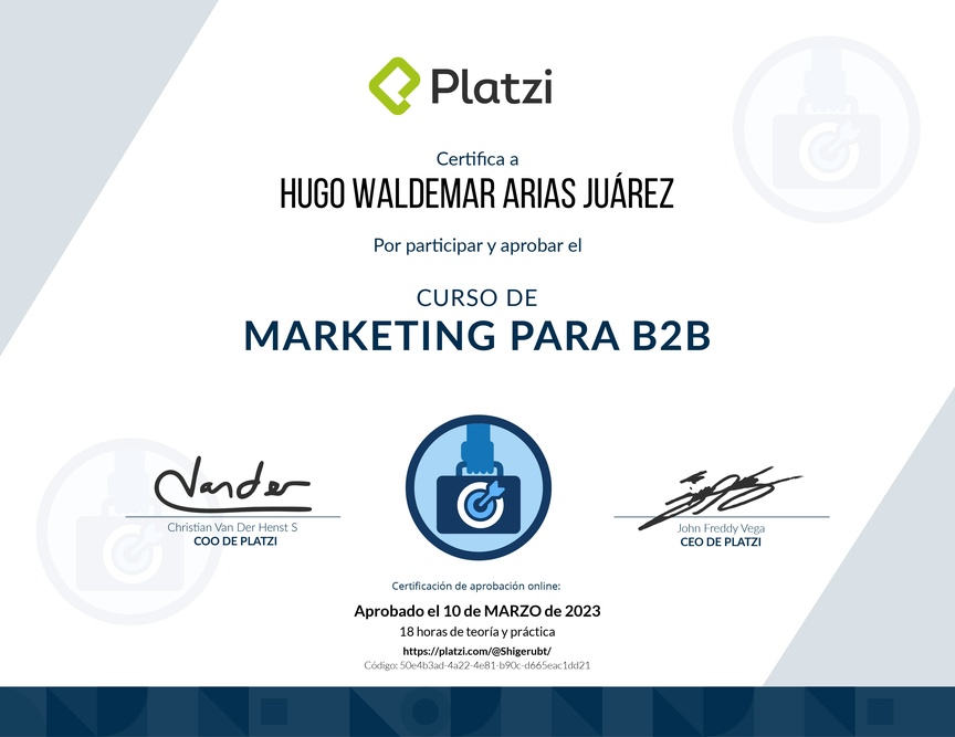 Diploma del Curso de Marketing para B2B