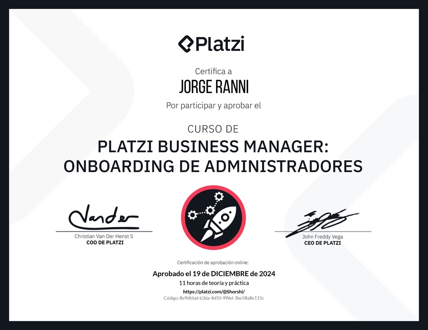 Diploma de Platzi Business Manager: Onboarding de Administradores
