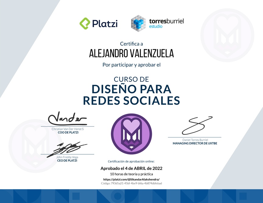Diploma del Curso de Diseño para Redes Sociales