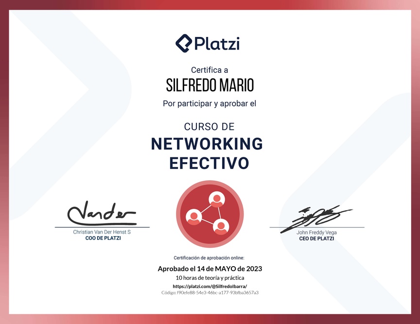 Diploma del Curso de Networking para Construir tu Red de Contactos