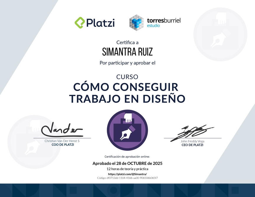 Diploma del Curso de Cómo Conseguir Trabajo en Diseño