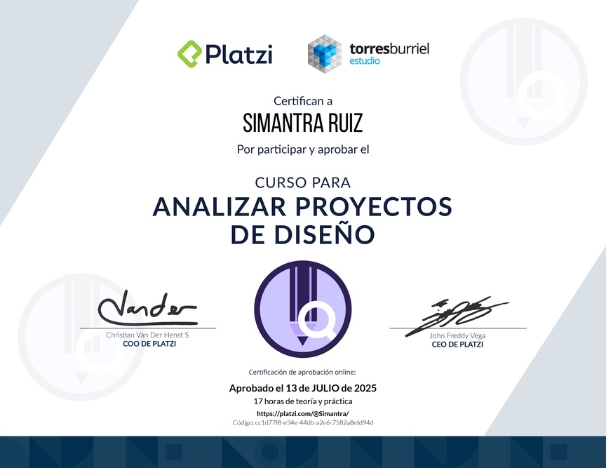 Diploma del Curso de Evaluación en Diseño