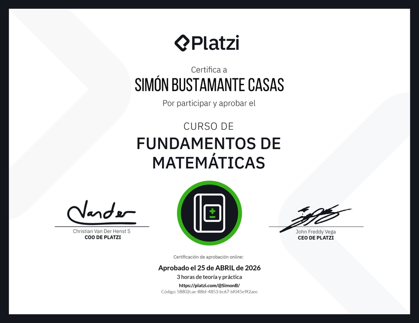 Diploma del Curso de Fundamentos de Matemáticas