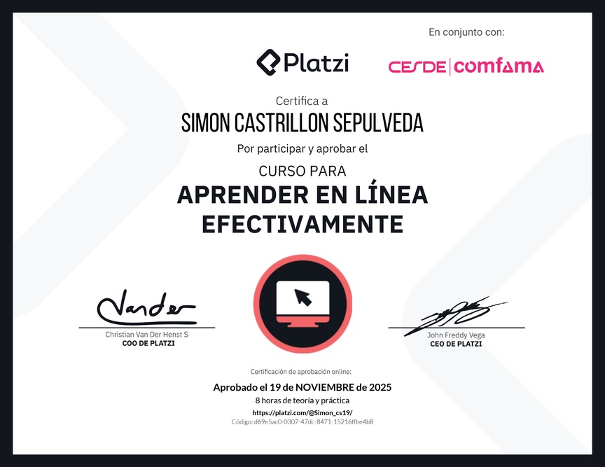 Diploma del Curso para Aprender en Línea Efectivamente