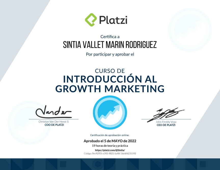 Diploma del Curso de Introducción al Growth Marketing