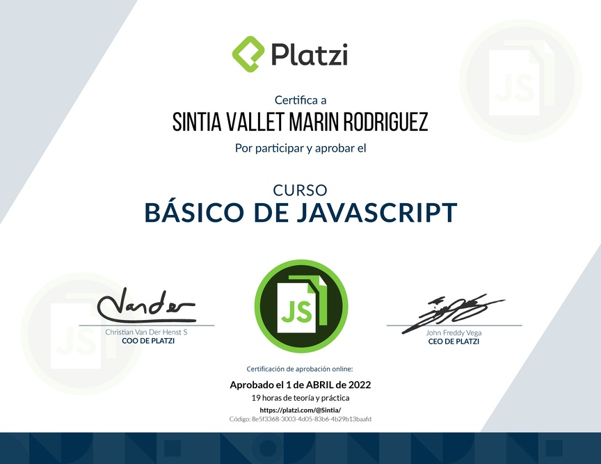 Diploma del Curso Básico de JavaScript