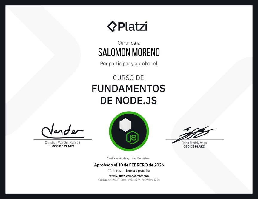 Diploma del Curso de Fundamentos de Node.js