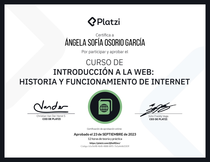 Diploma del Curso de Introducción a la Web: Historia y Funcionamiento de Internet