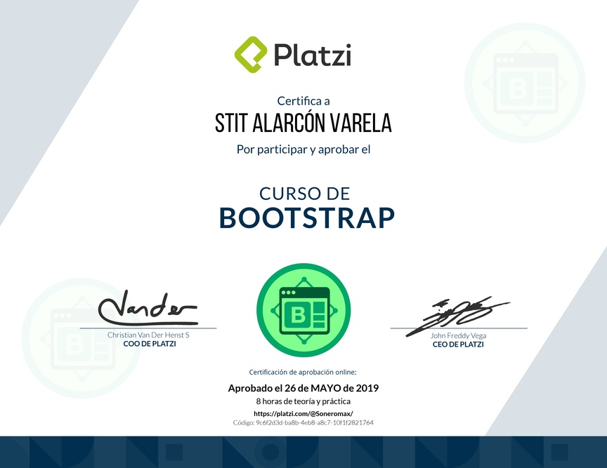 Diploma del Curso de Bootstrap 4