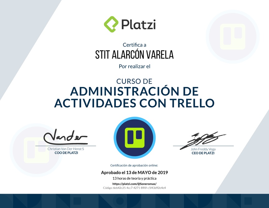 Diploma del Curso de Trello