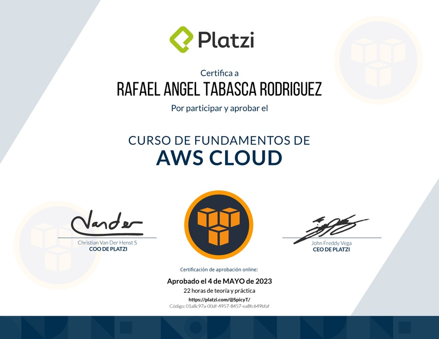 Diploma del Curso Práctico de AWS Cloud