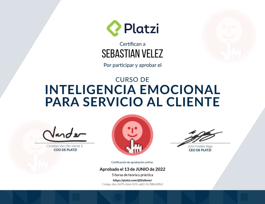 Diploma del Curso de Inteligencia Emocional para Servicio al Cliente
