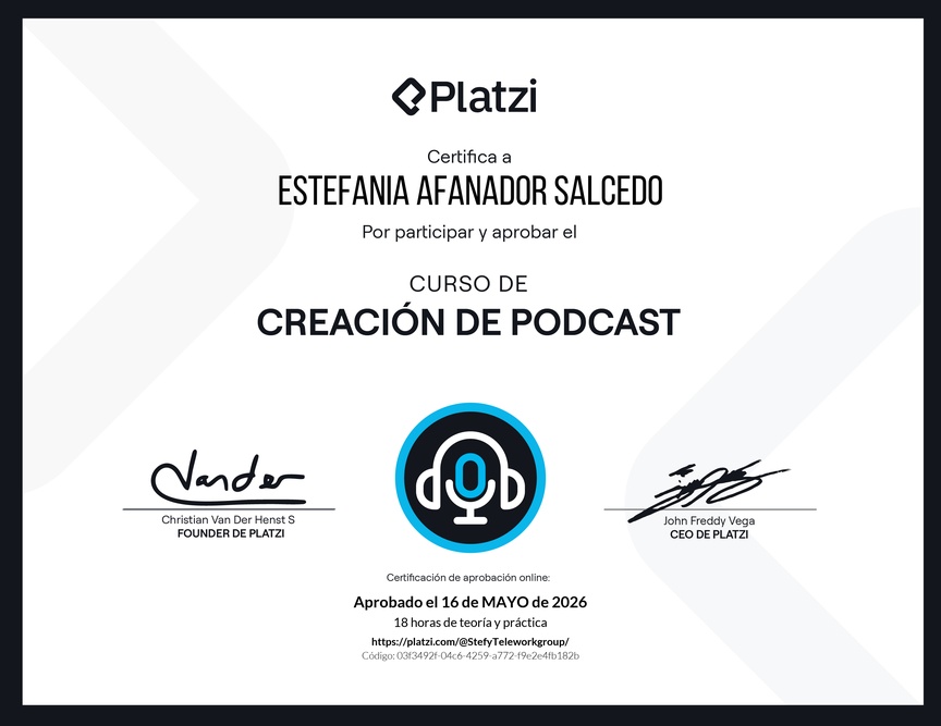 Diploma del Curso de creación de Podcast