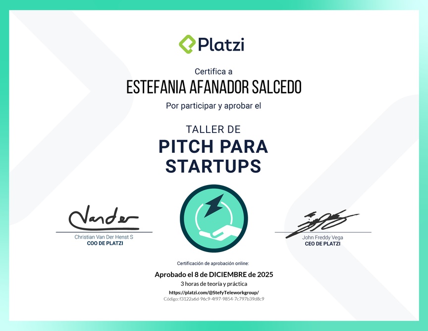 Diploma de Taller de Pitch para Startups