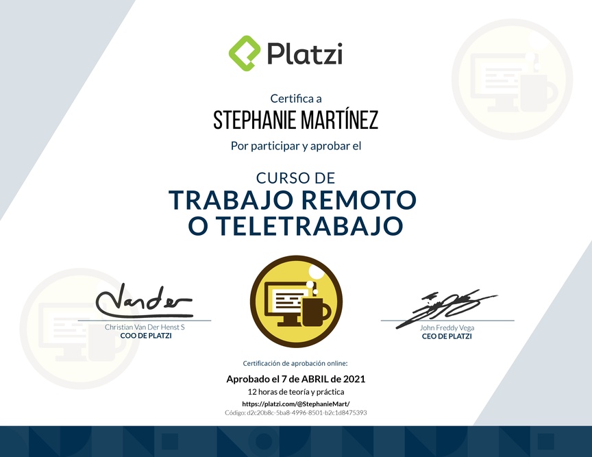 Diploma del Curso de Trabajo Remoto para Gestionar el Cambio Organizacional