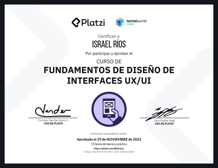 Diploma del Curso de Fundamentos de Diseño de Interfaces UX/UI