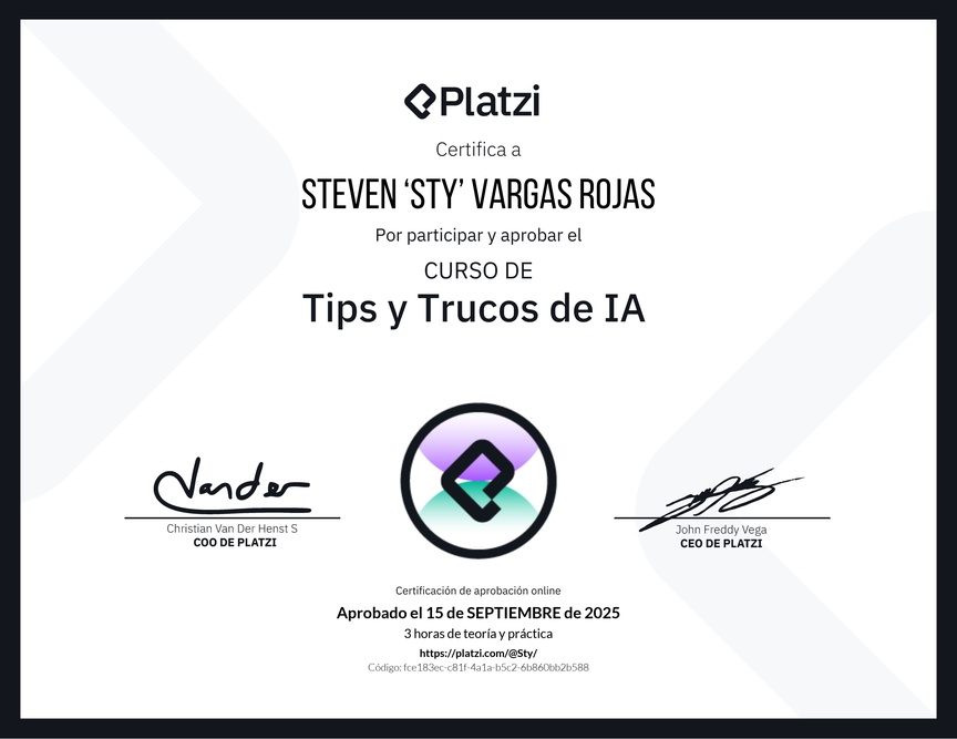 Diploma del Curso de tips y trucos de IA