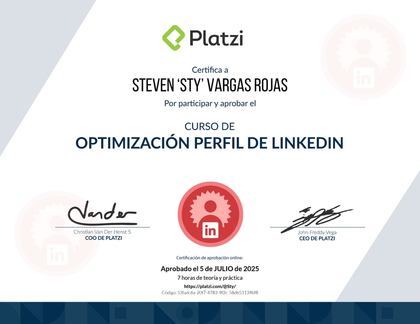 Diploma del Curso de Optimización del Perfil de LinkedIn
