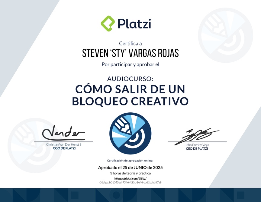 Diploma de Audiocurso: Cómo salir de un Bloqueo Creativo