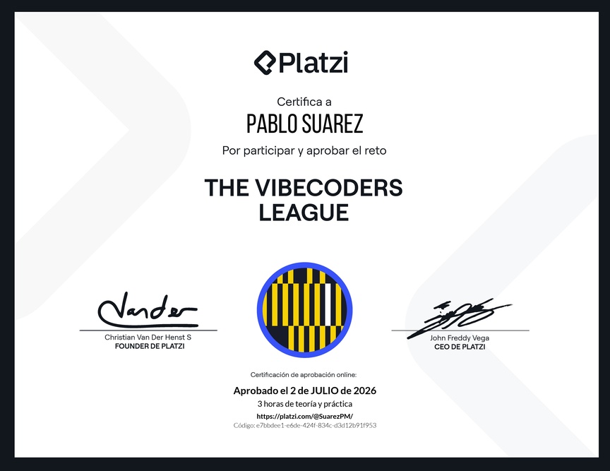 Diploma de The Vibecoders League 2.0