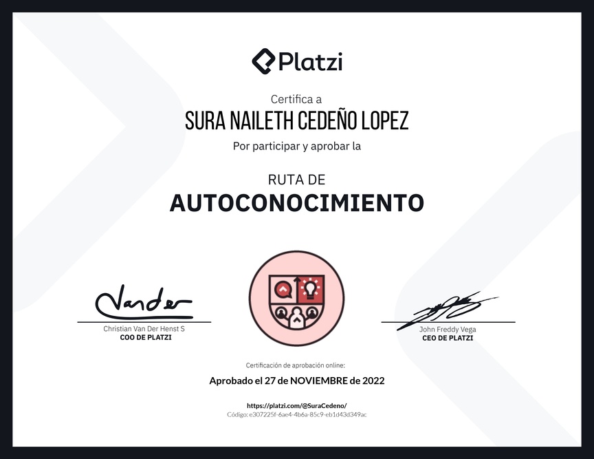 Diploma de la Ruta de Aprendizaje de Autoconocimiento