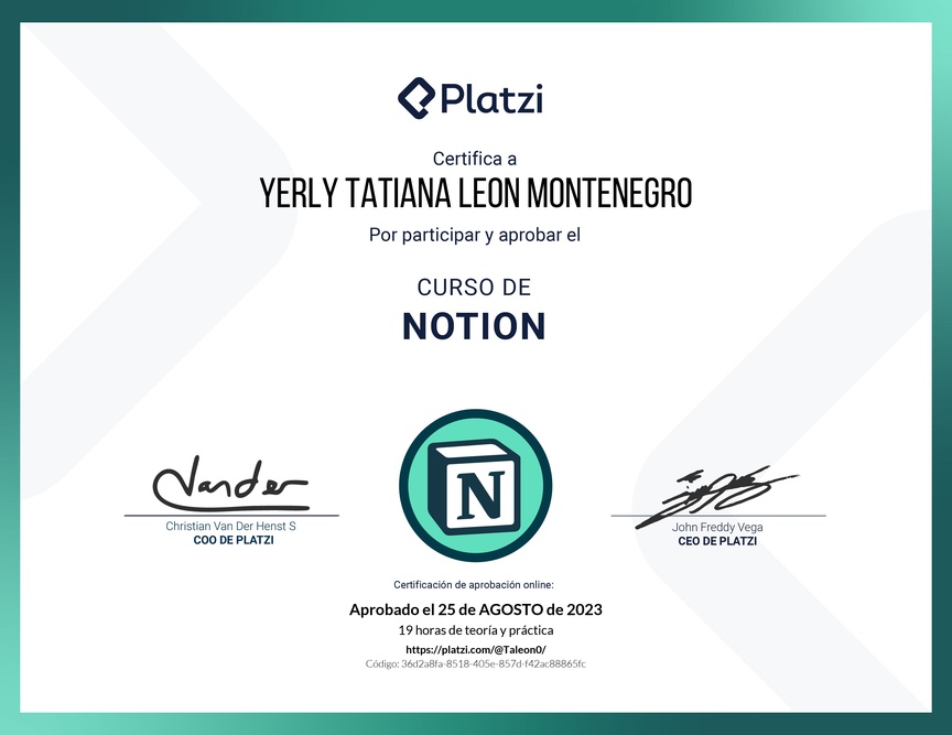 Diploma del Curso de Notion