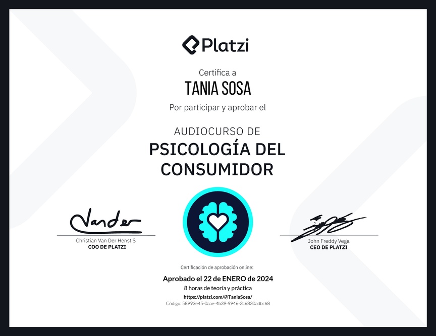 Diploma de Audiocurso de Psicología del Consumidor