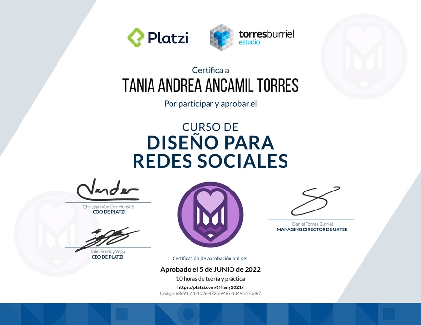 Diploma del Curso de Diseño para Redes Sociales