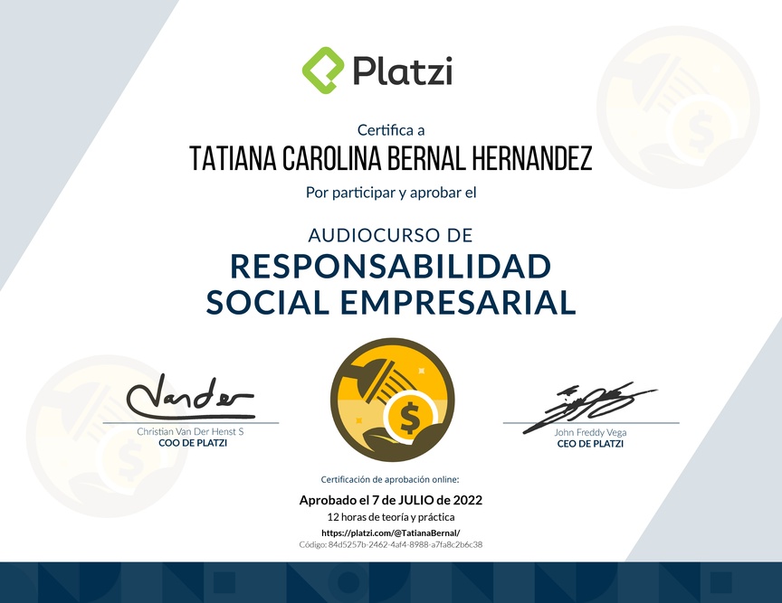 Diploma de Audiocurso de Responsabilidad Social Empresarial