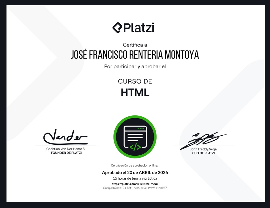 Diploma del Curso de HTML