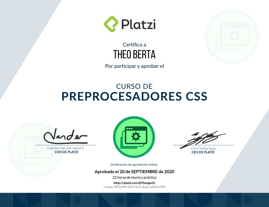 Diploma del Curso de Preprocesadores CSS