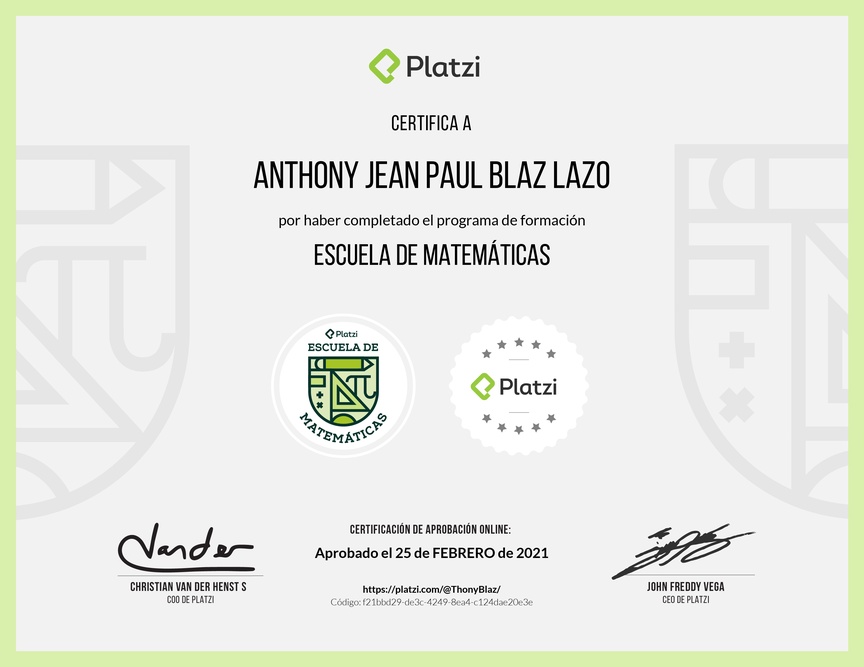 Diploma de la Ruta de Aprendizaje de Ruta de Matemáticas