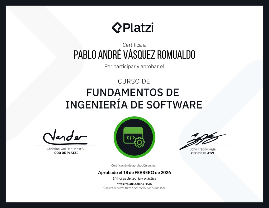 Diploma del Curso de Fundamentos de Ingeniería de Software