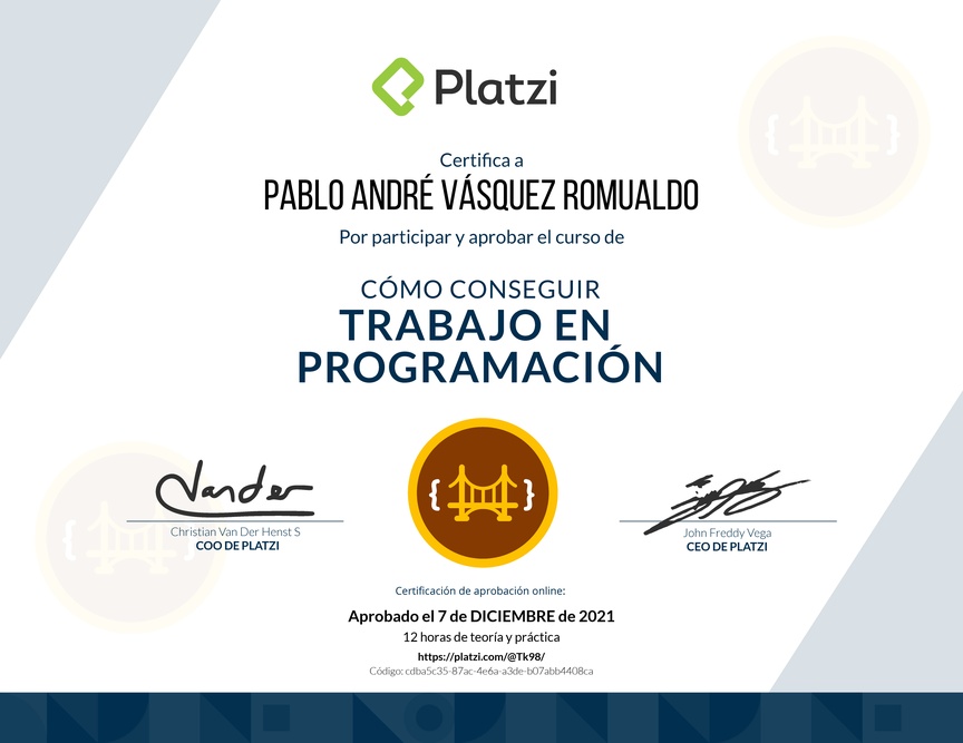 Diploma de Cómo Conseguir Trabajo en Programación