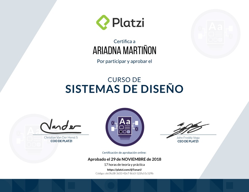 Diploma del Curso de Sistemas de Diseño Efectivos