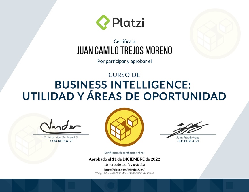 Diploma del Curso de Business Intelligence: Utilidad y Áreas de Oportunidad
