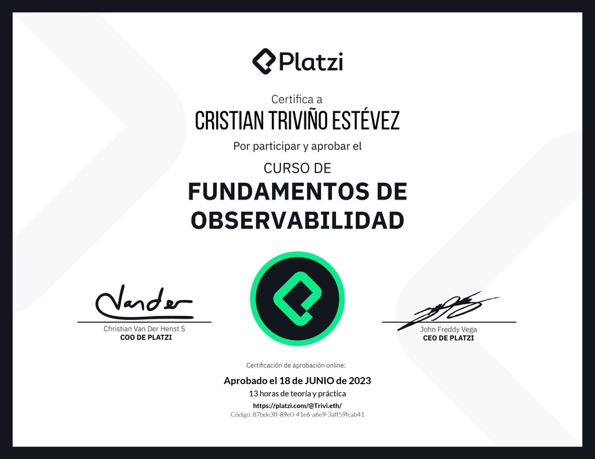 Diploma del Curso de Fundamentos de Observabilidad con New Relic