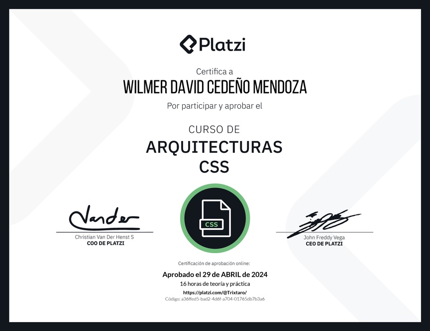Diploma del Curso de Arquitecturas CSS