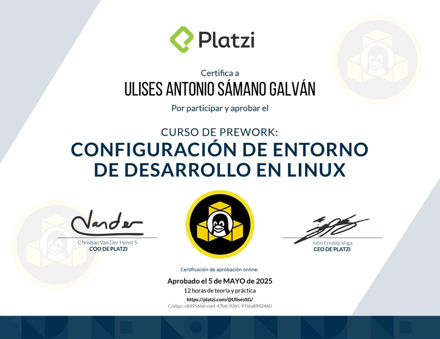 Diploma del Curso de Configuración de Entorno de Desarrollo en Linux