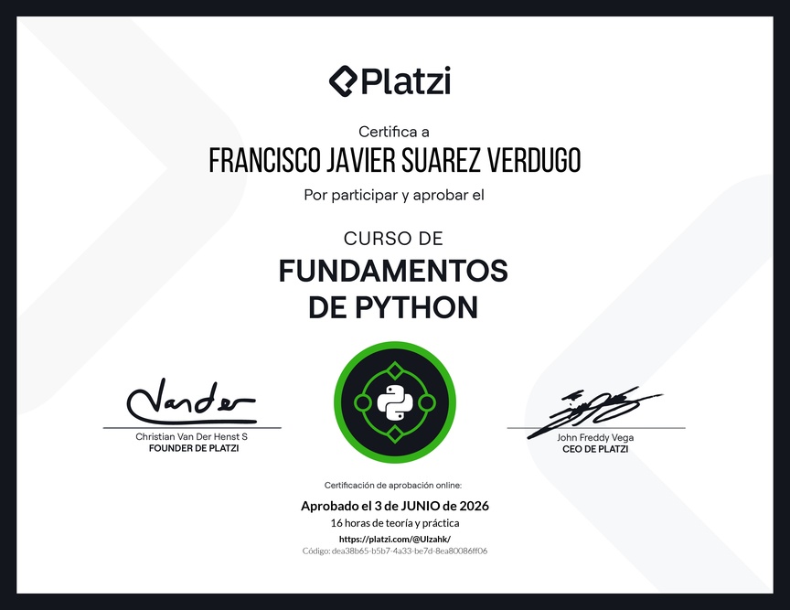 Diploma del Curso de Fundamentos de Python