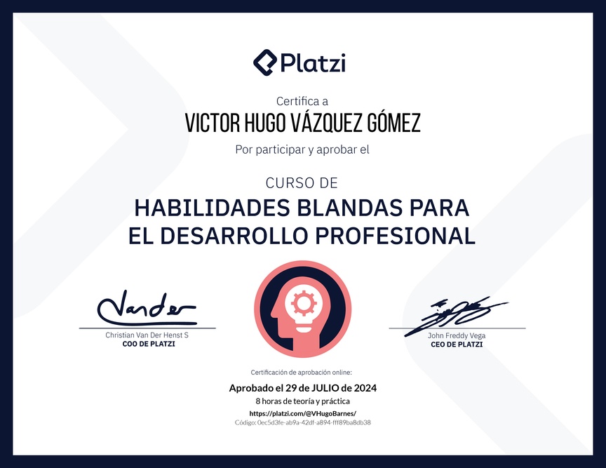 Diploma del Curso de Habilidades Blandas para el Desarrollo Profesional