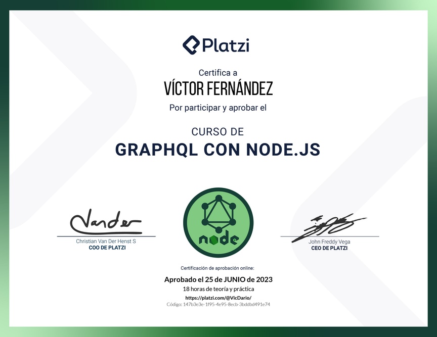 Diploma del Curso de GraphQL con Node.js