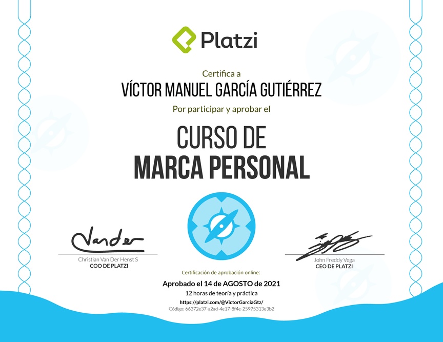 Diploma del Curso Gratis de Marca Personal 2018