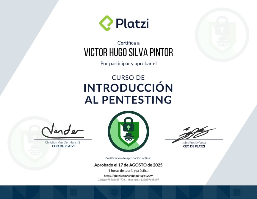 Diploma del Curso de Introducción al Pentesting